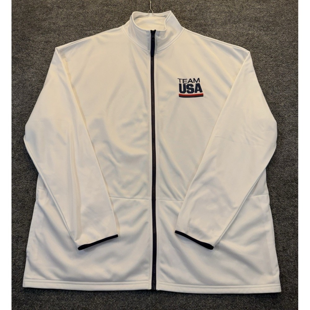 Team USA Olympic Jacket Men's 2XL White Full Zip Track Jacket Olympics